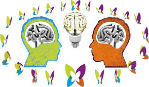 afbeelding twee hoofden met hersenen